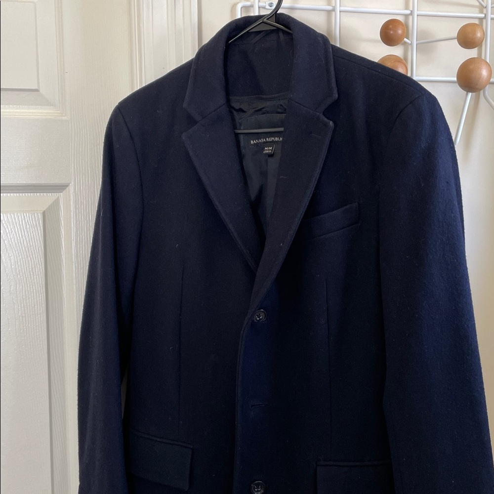 Banana Republic - Wool Blend Topcoat Button Down Old Money Jacket - Black - M